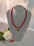 Set Collar Ágata Roja & Medalla de la Virgen María